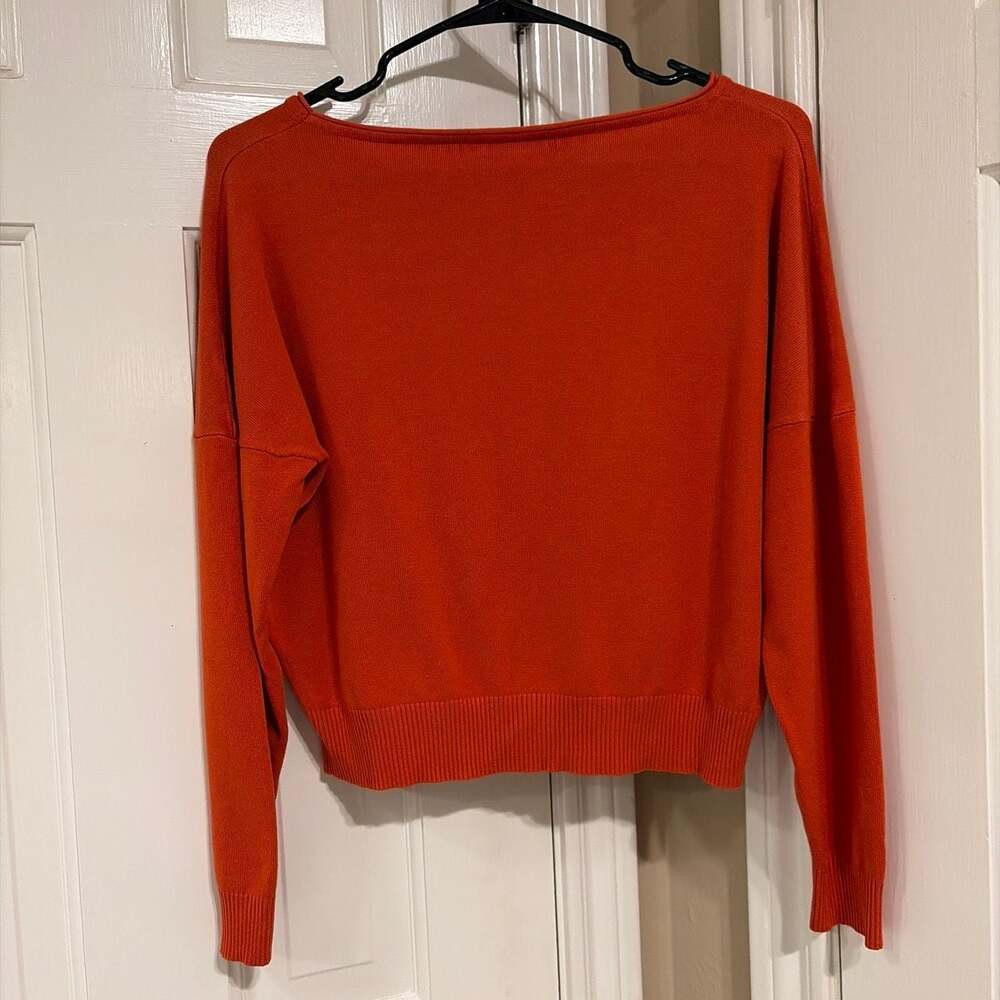 Zara Women Orange Cropped Knit Sweater with 'Don’t Play With Me’ Sequin Graphic - Picture 2 of 5